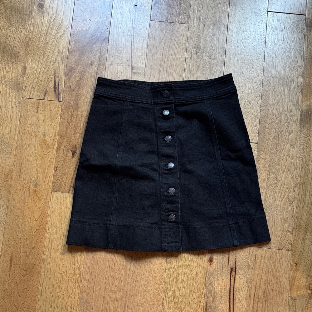 J. Crew Factory Black Button-Front Mini Skirt